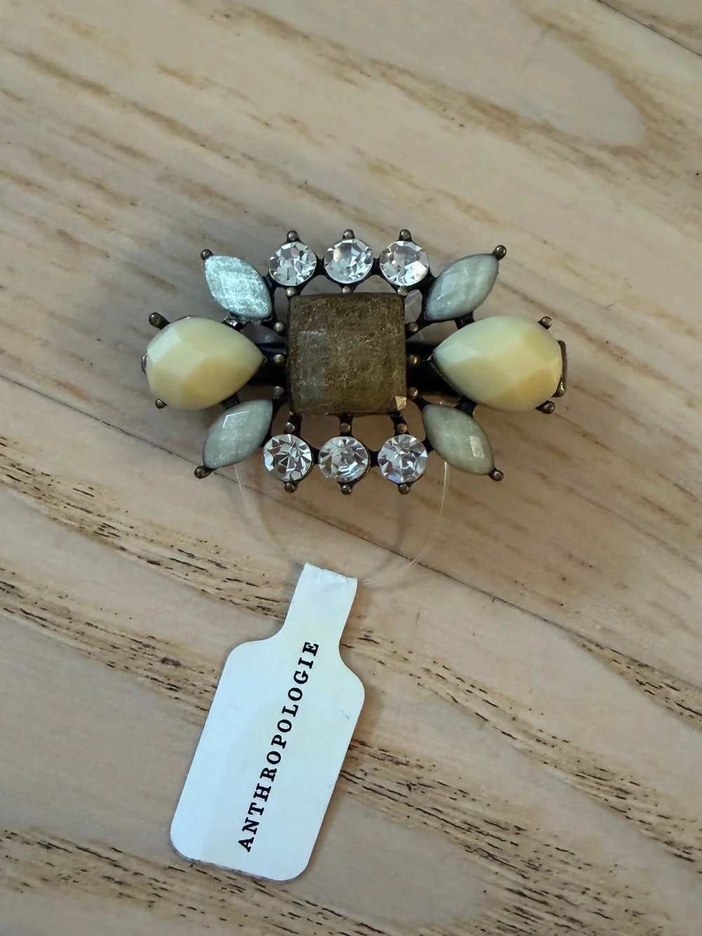 Anthropologie Vintage-Inspired Hair Clip w/ Neutral Rhinestones and Stones